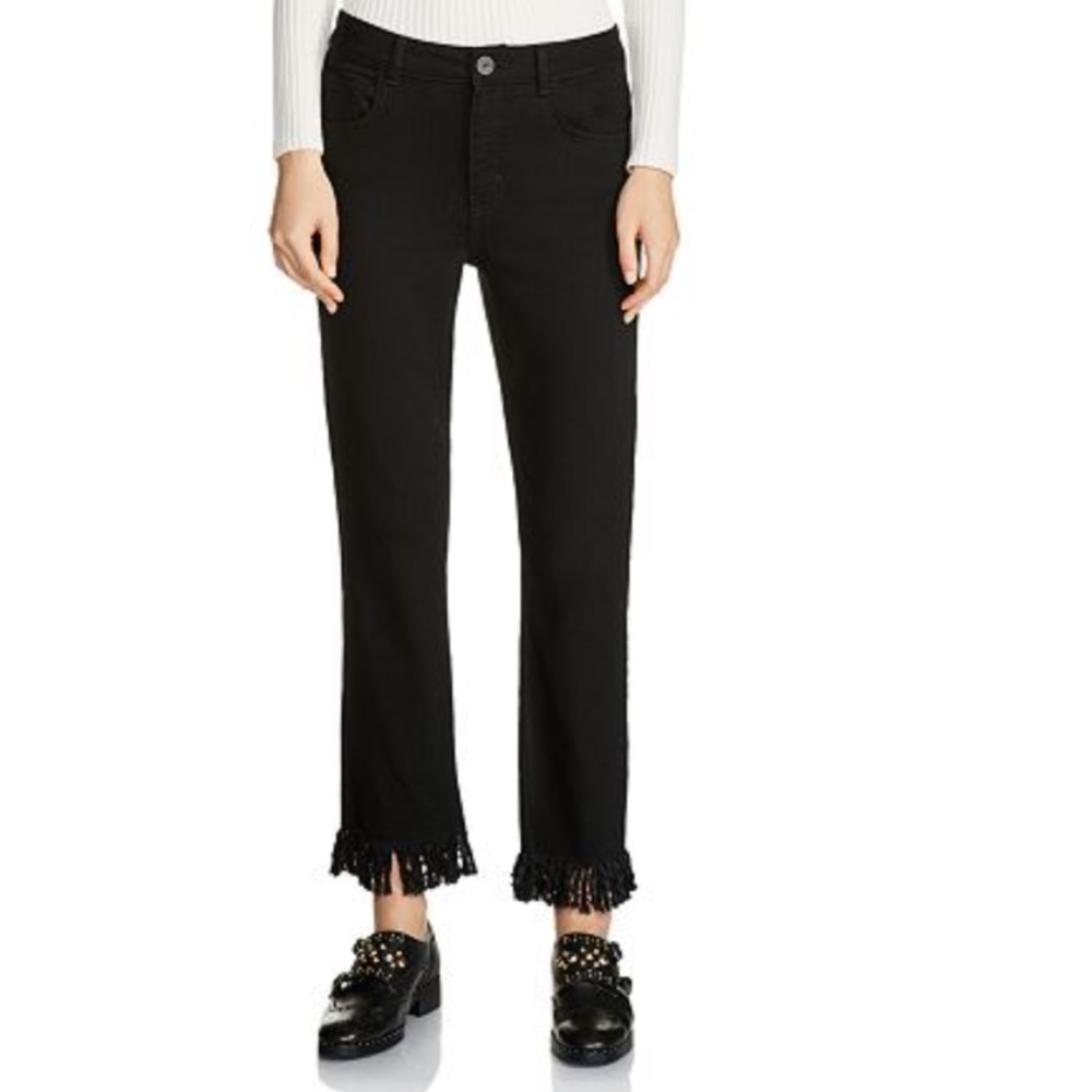 Maje Panako Cropped Fringed Hem Jeans (36)